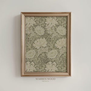 Sage Green Wall Art, Vintage Floral Print, Rustic Botanical Artwork, Printable Green Flower Poster, Calming Nature Decor for Bedroom