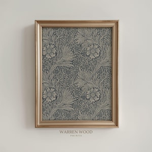 Stampa floreale vintage, stampa blu polveroso, floreale rustico, arte floreale, stampa floreale blu, arredamento rilassante, arte murale blu sbiadito