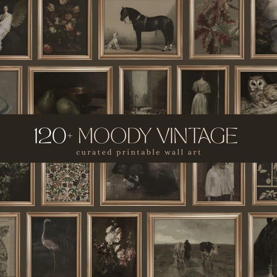 120+ Moody Vintage Wall Art Bundle, Dark Rustic Print Set, Gothic Antique Art Collection, Academia Gallery Prints, Dark Gallery Wall