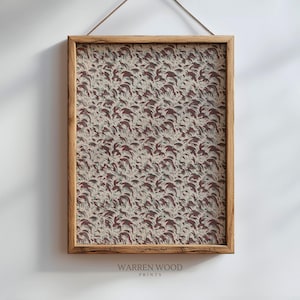 Vintage Burgundy Pattern Print, Rustic Eclectic Wall Art, Green Highlights, Antique Boho Decor, Burgundy Wall Art, Moody Pattern Print