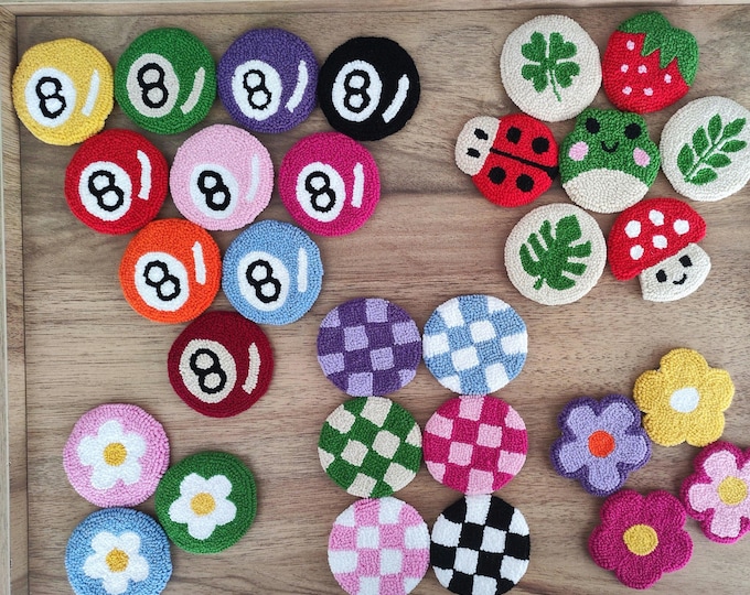 Punch Needle Car Coasters, Cute Car Accessories, Best Friend Gift