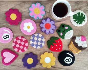 Big Size Mug Rug, Punch Needle Coaster, Cute Frog, Coffee Coasters,8 Ball Rug, Best Friend Gift, Drink Coaster, Frog Rug, Heart rug, Y2k Rug