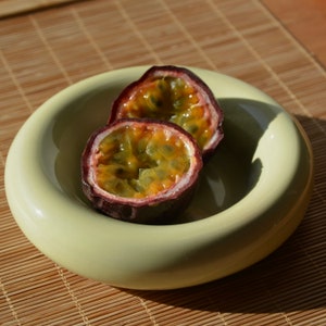 handmade ceramic mini chunky plate / ashtray / palo Santo plate in buttery yellow color image 1