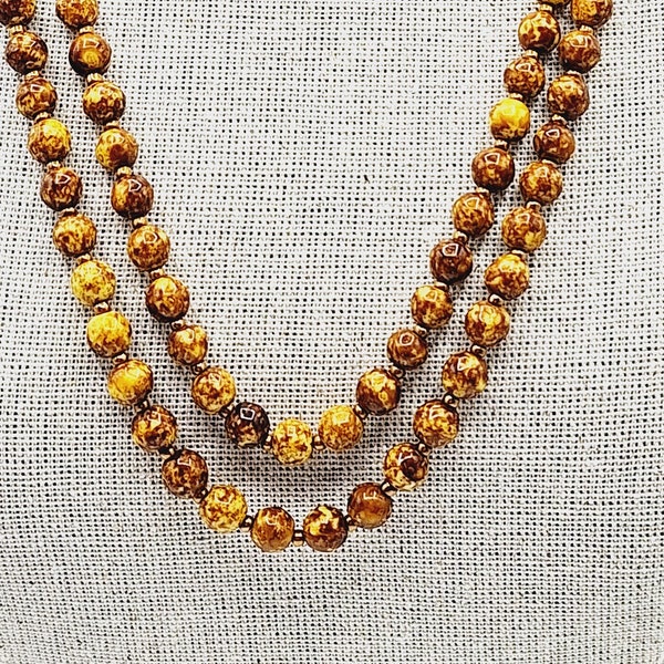 Collier d’agate écossais moucheté d’or - vintage années 1970