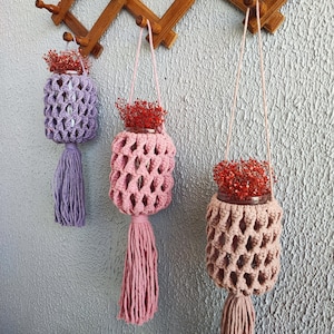 Handmade Macrame Plant Hanger - Colorful Boho Home Decor, Hanging Flower Pots for Indoor & Outdoor Spaces, Unique Wall Art