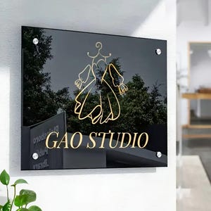 Custom Acrylic Business Logo Sign, Office Door Sign, Modern Clear Wall Hanging, Salon Decor Sign, Custom Name Plaque Signs for Your Brand