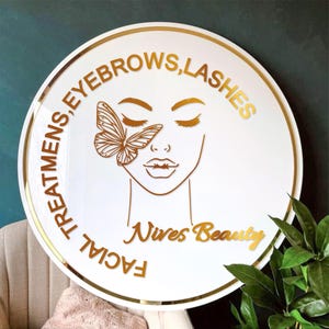 3D Round Custom Acrylic Beauty Logo Sign, Office Door Sign, Personalized Wall Sign for Office, Salon, Home or Small Business Signage