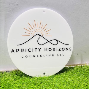 UV & 3D Lettering Acrylic Logo Sign,Round Custom Acrylic Beauty Logo Sign,Office Door Sign, Personalized Small Business Wall Sign for Office