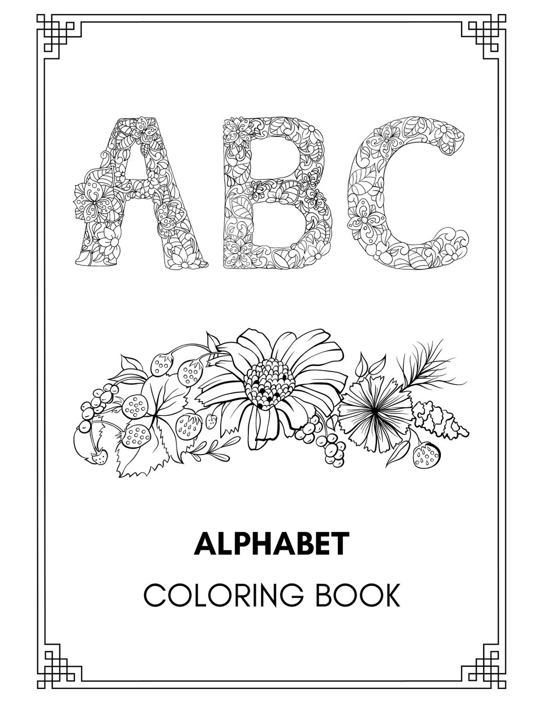 27page Printable Alphabet Coloring Book for Kids Alphabet Coloring