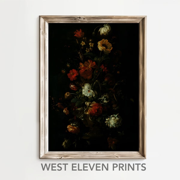 Digital Print | Delicate Victorian Bouquet | Shadowed Floral Tableau | W11_133