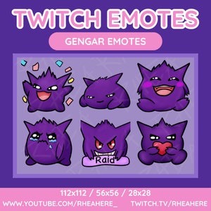 Kawaii Gengar Twitch Emotes