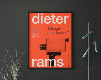 Typographic printed Poster for the designer Dieter Rams