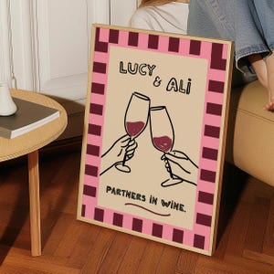 Stampa personalizzata Partners In Wine, stampa amicizia, regalo per il migliore amico, poster del vino