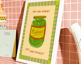 Pickle Lover Kitchen Print: Funny Foodie Wall Art