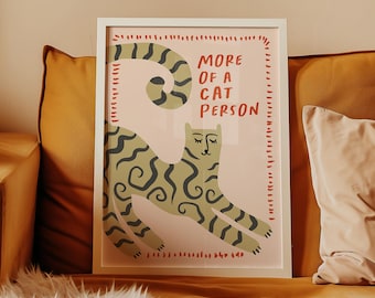 Illustrated Cat Print: Trendy Cat Lover Wall Art
