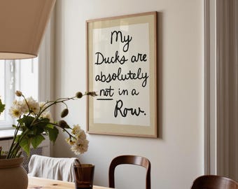 Funny Ducks in a Row Giclée Print: Relatable Home Office Wall Art