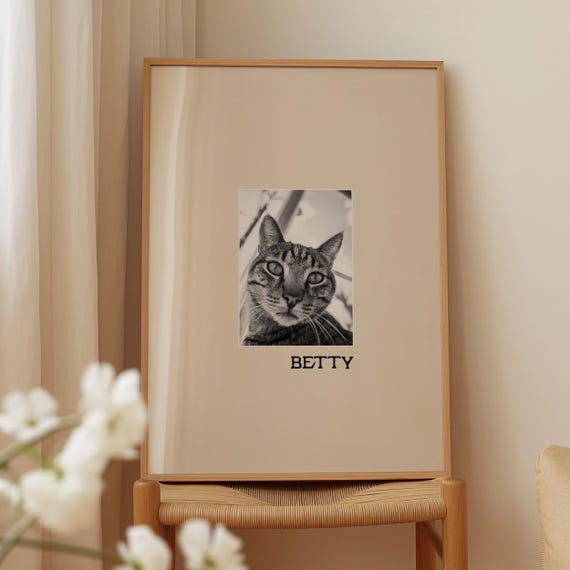 Personalized Cat Photo Print: Custom Giclée Pet Portrait, Cat Lover Gift