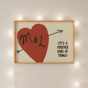 Personalised Initials Heart Print – ‘It’s a Forever Kind of Thing’ Romantic Anniversary or Wedding Gift