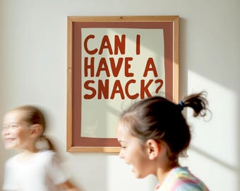 Funny Kitchen Art Print: Can I Have a Snack, Red, Black or Teal