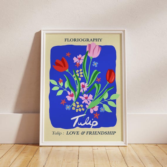 Tulip Flower Art Print: Friendship Gift, Contemporary Floral Wall Art