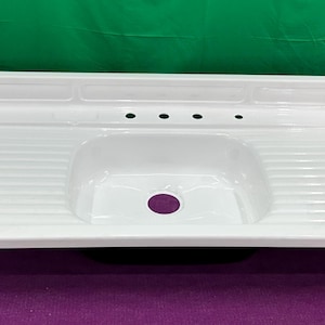 Youngstown 54" Kitchen Sink Double Drainboard Vintage Stamped steel