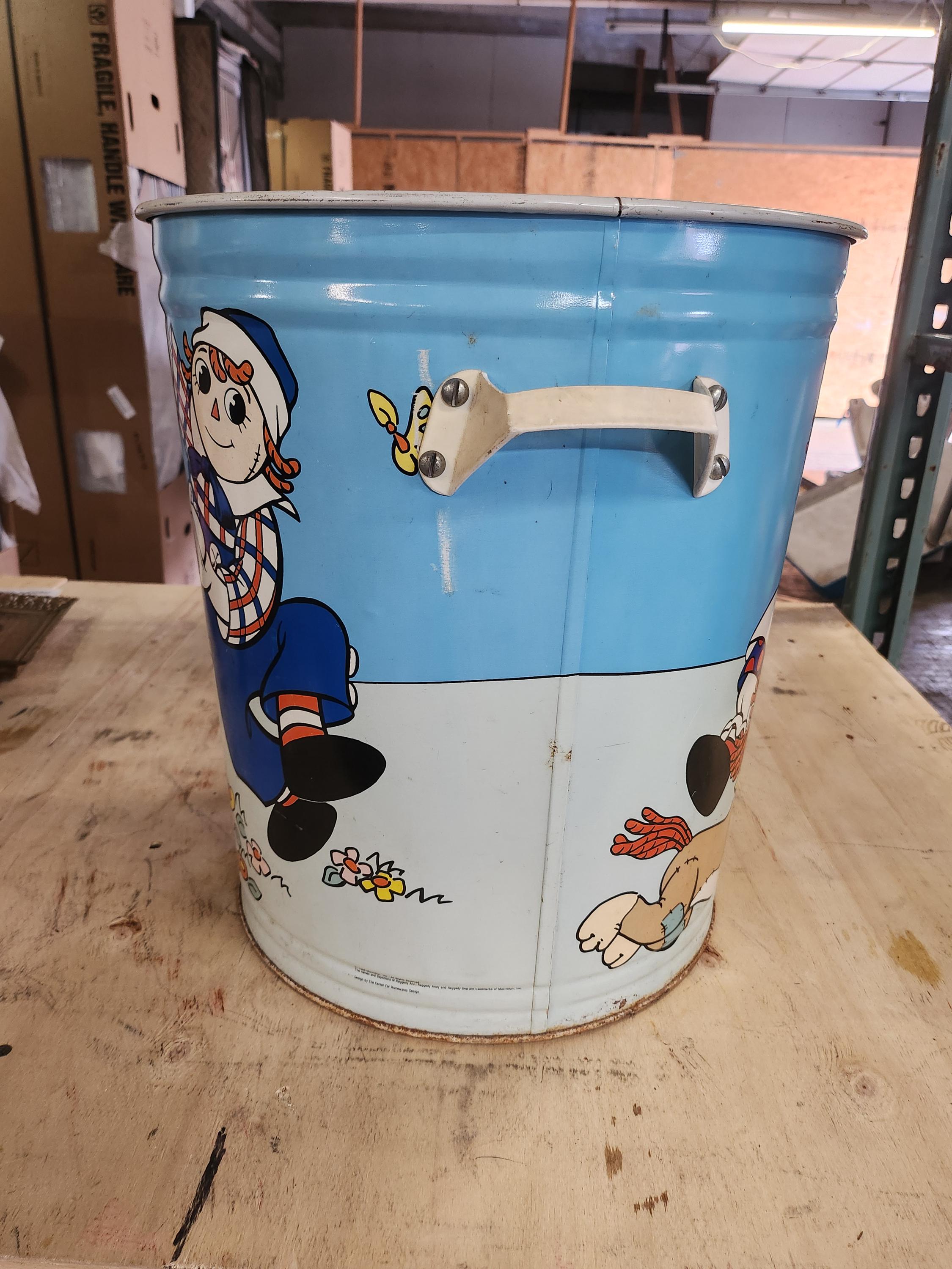 Raggedy Ann and Andy Metal Trash Can Vintage Kids Cartoon - Etsy