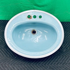 Kohler Blue Original Bathroom Sink Vanity Mount Cast Iron Vintage