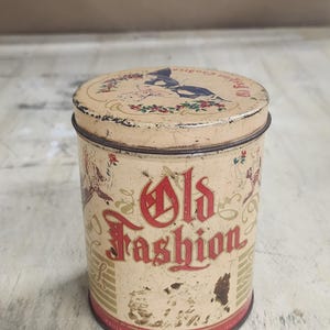 Old fashion candies vintage tin can advertising storage collectible