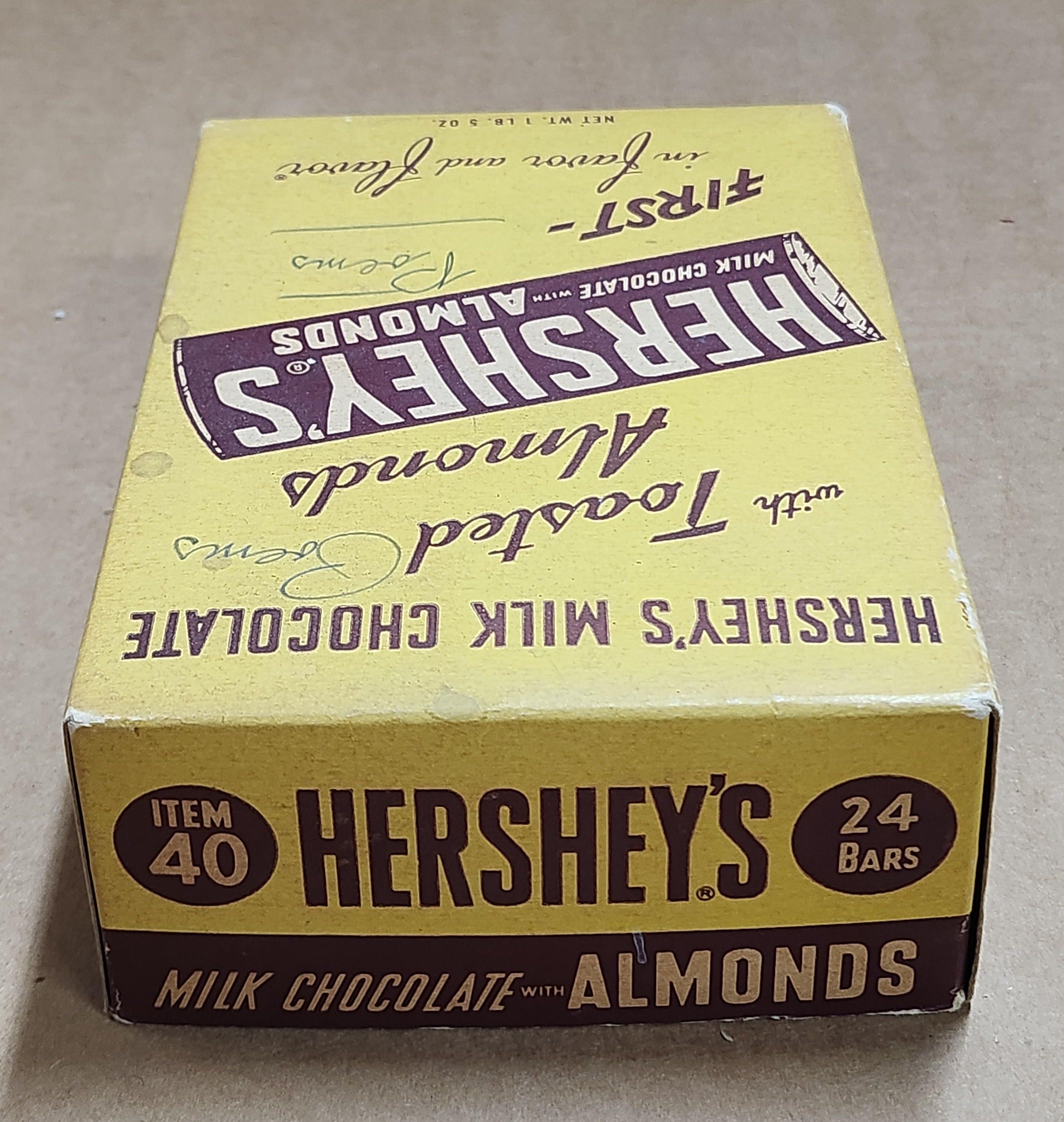 Hershey's Milk Chocolate Candy Bar Almonds Vintage Box Store