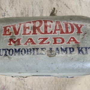 Eveready Mazda automobile lamp kit vintage tin car truck advertising collectible light