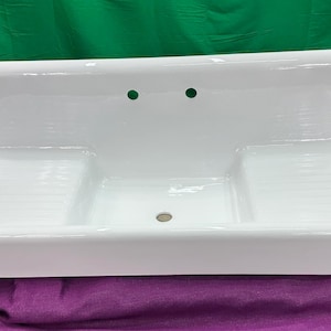 Vintage Kitchen Sink Wide Skirt Cast Iron Professionally Refinished Double drainboard