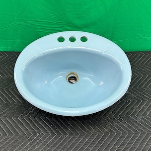 Kohler Blue Original Bathroom Sink Vanity Mount Cast Iron Vintage
