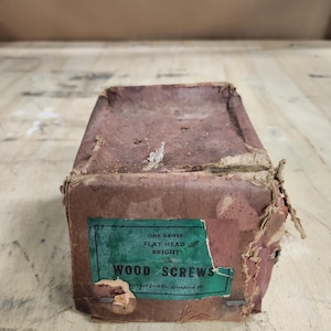 flat head slotted wood screws vintage original box patina finish