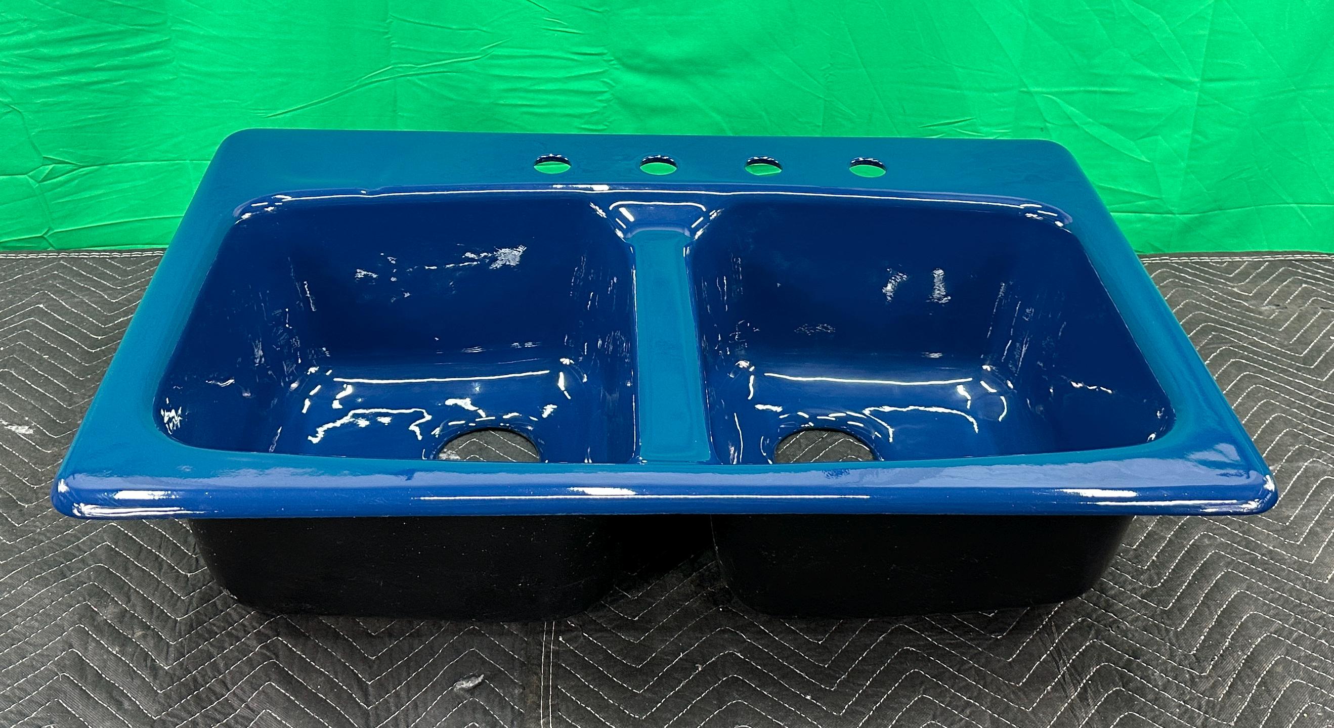Cobalt Blue Kitchen Sink Vintage Cast Iron Professionally