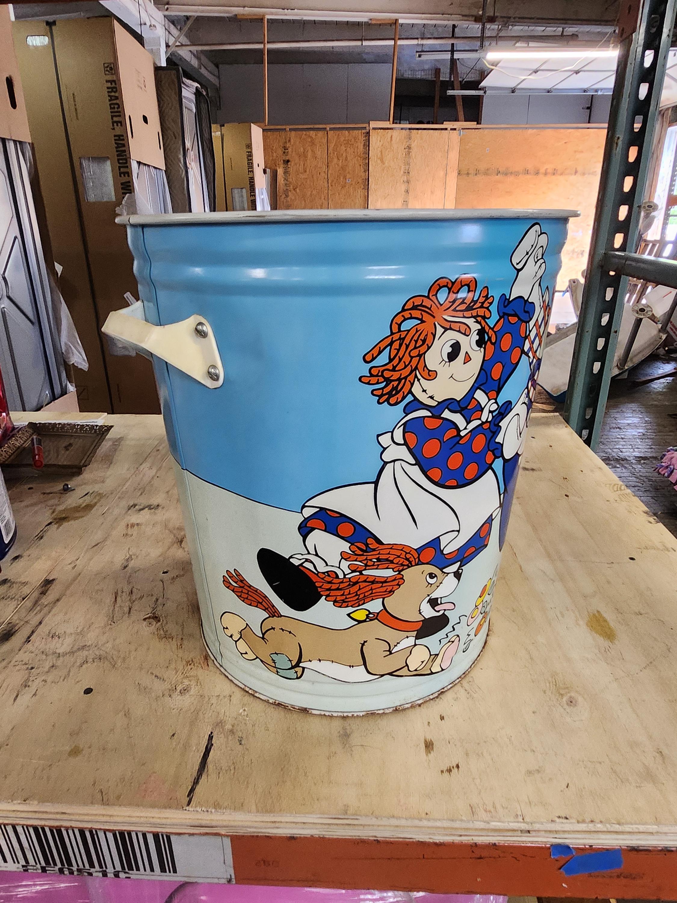 Raggedy Ann and Andy Metal Trash Can Vintage Kids Cartoon - Etsy
