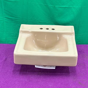 Kohler Tan Ceramic Bathroom Sink Wall Mount Vintage Original creamy tan beige