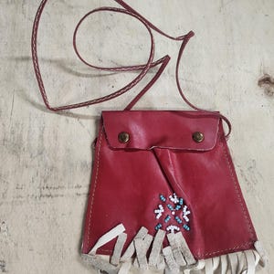 vintage red leather kids purse