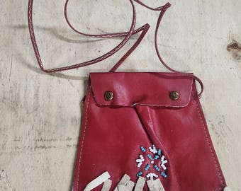vintage red leather kids purse