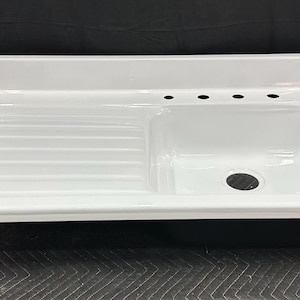 Kitchen Sink Original Porcelain Vintage Stamped Steel Sink Single Bowl Left Hand Drainboard Farmhouse Sink