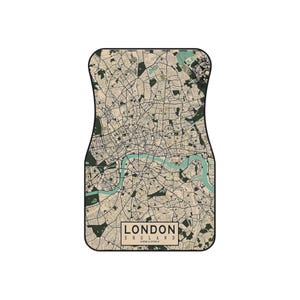 Tapetes de carro com mapa de Londres - Design vintage da cidade, acessórios automotivos exclusivos, presente perfeito para viajantes, decore seu veículo, interior do carro