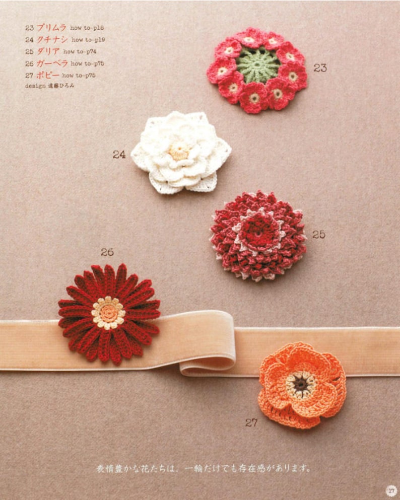CRC222 Japanese Pattern eBook 100 Flower Corsage Patterns Second Edition Crafting Collection for Clothes, Hats & Gifts image 8