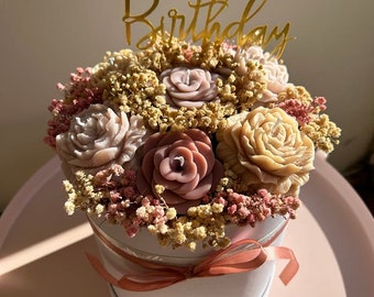 Candle Flower Happy Birthday Box Large Size