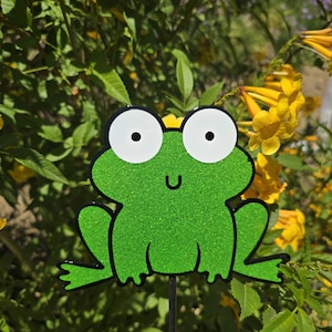 Frog Metal Art - Amphibian - Animal - Garden Marker - Stake - Gardening - Yard - Potted Plant - Patio - Home Decor - Steel - Custom - Sign