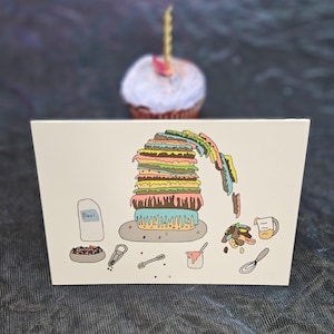 Cartão de Feliz Aniversário - Cartão de Notas - Papelaria - Bolo - Padaria - Engraçado - Fofo - 4x6 - Brilhante 14 pt