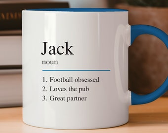 Nombre personalizado Definición Taza Azul Regalos Ideas Regalos para mamá papá Cumpleaños Navidad Madres Día del Padre Trabajo Compañero Amigo Familia