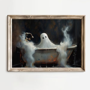 Halloween Ghost Print | Spooky Ghost in Bathtub Printable Art | Vintage Halloween | Instant download | Halloween print | Halloween wall art