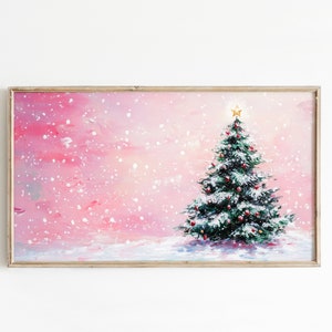 Christmas Tree Frame TV Art | Pink Christmas | Samsung Frame Tv Art | Pink TV Art | Holiday Decor | Pink Christmas Decor | Digital Download