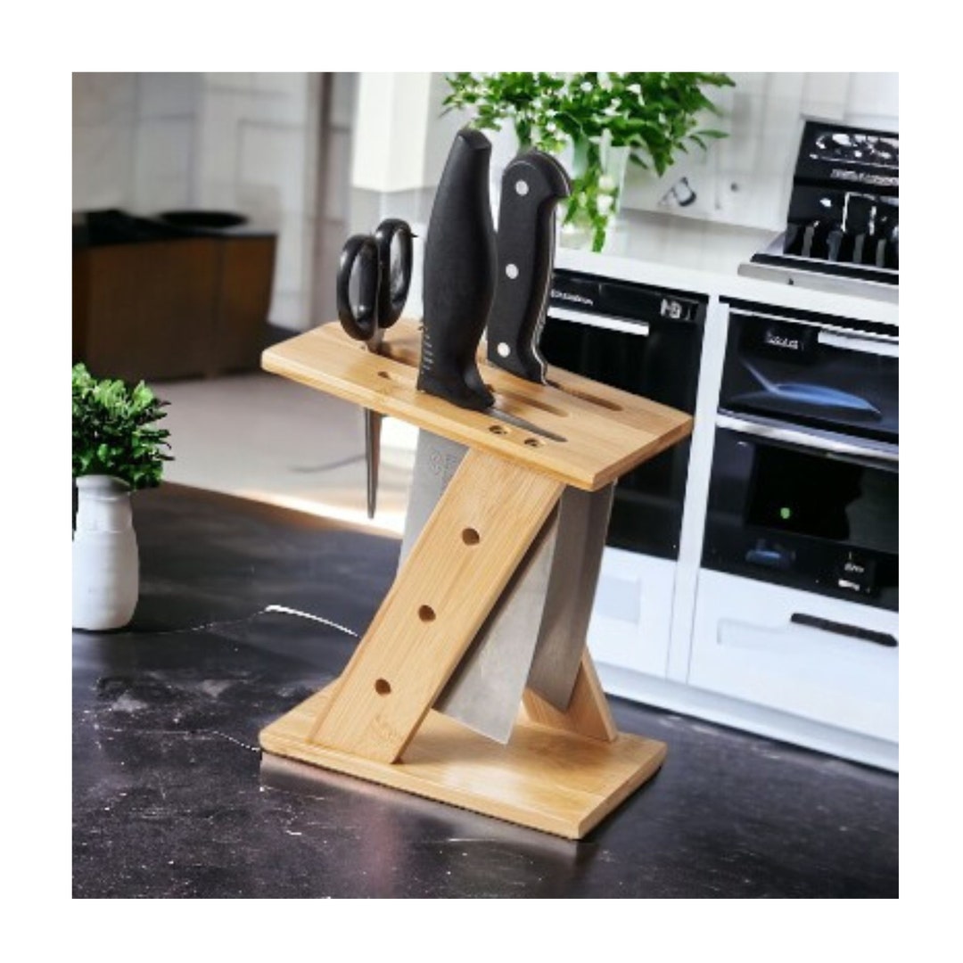 Bamboo Kitchen Knife Holderwooden Knife Block Kitchen Storage Knife