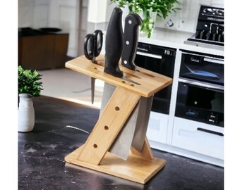 Bamboo Kitchen Knife Holder-wooden knife block- kitchen storage- knife organiser-kitchen gadget Eco-Friendly Knife Organizer