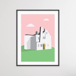 Hill House | Art Print | Charles Rennie Mackintosh | Building | Design | Art Deco | Digital Art | Illustration | Artwork | Wall Print